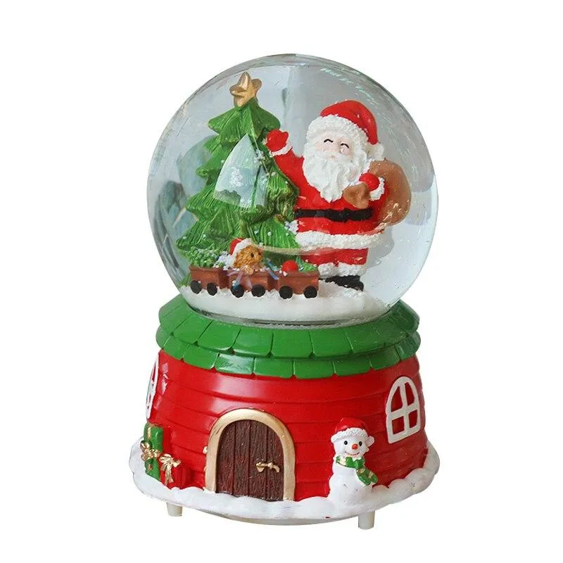 Fait à la main Miniature Paysage Boule De Cristal Modèle Boîte À Musique De Noël Sweet Home Base Figurine Résine Boule De Cristal Modèle Artisanat Pour Enfants