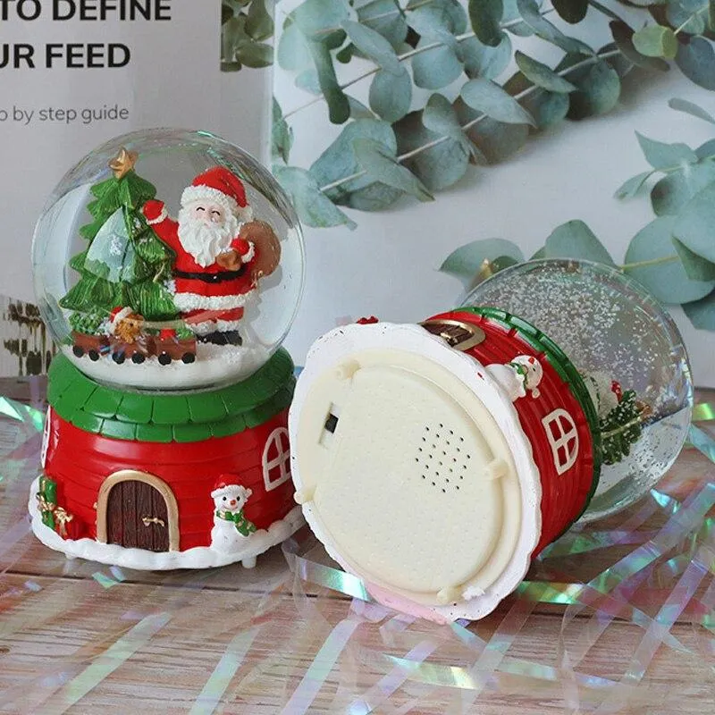 Fait à la main Miniature Paysage Boule De Cristal Modèle Boîte À Musique De Noël Sweet Home Base Figurine Résine Boule De Cristal Modèle Artisanat Pour Enfants