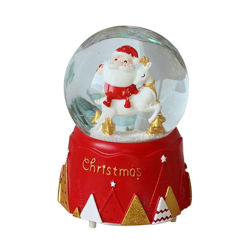Fait à la main père noël boule de cristal décoration de la maison année cadeaux noël Figurine boîte à musique chevet décor ornement lumière décoration