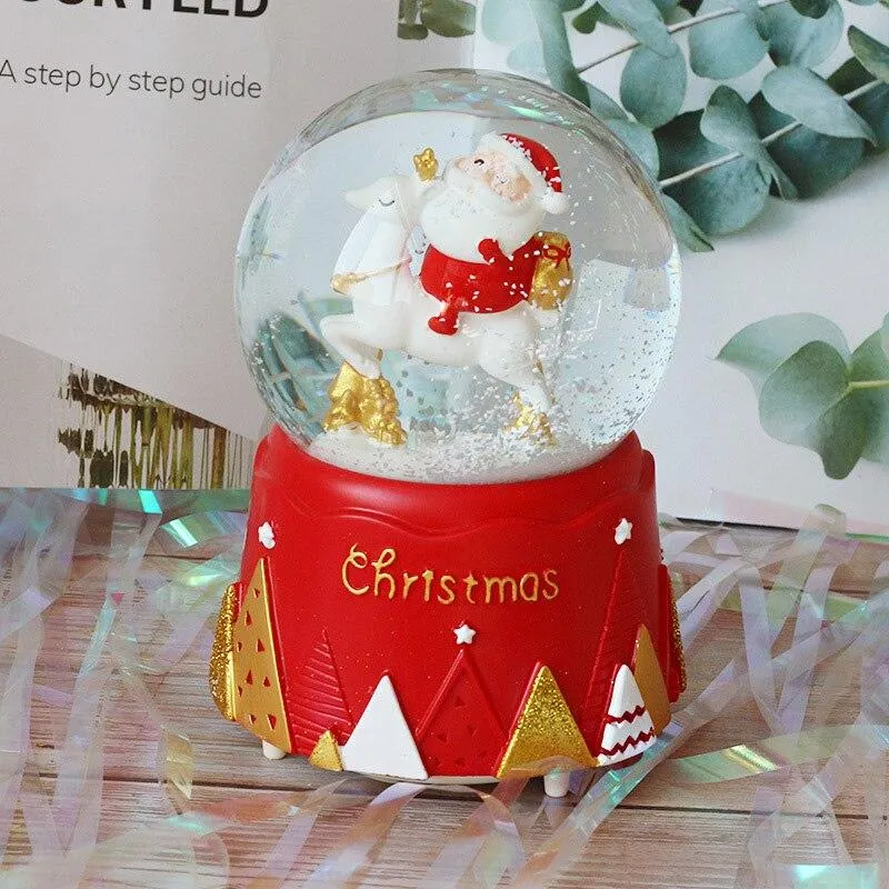 Fait à la main père noël boule de cristal décoration de la maison année cadeaux noël Figurine boîte à musique chevet décor ornement lumière décoration