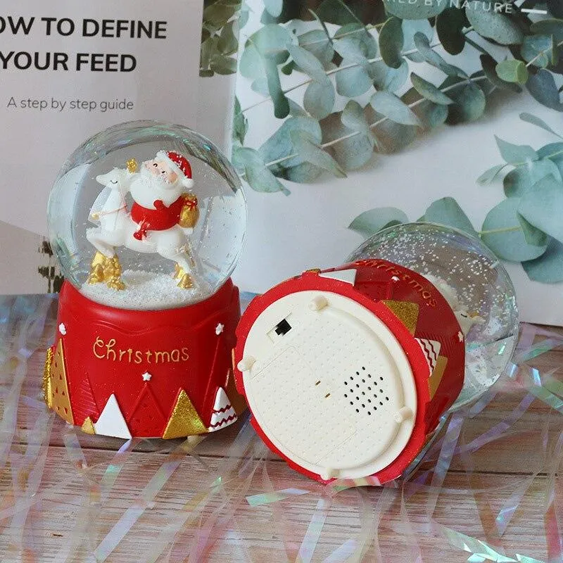 Fait à la main père noël boule de cristal décoration de la maison année cadeaux noël Figurine boîte à musique chevet décor ornement lumière décoration