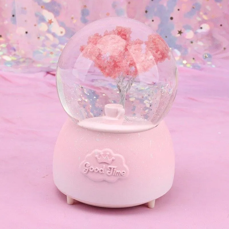 4 saisons fait à la main Art arbre Figurines décoration de la maison ornements boule de cristal boîte à musique résine bureau décor accessoires cadeaux d'anniversaire