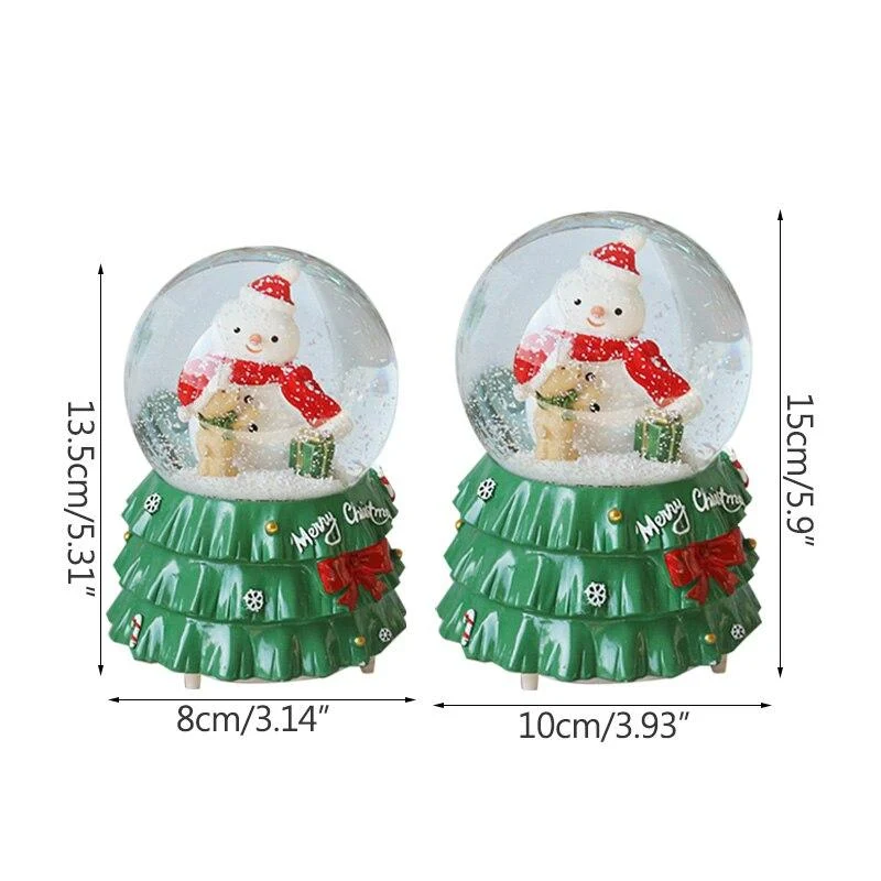 Fait à la main créatif arbre de noël Base boule de cristal Figurines résine boîte à musique artisanat décoration de la maison ornement année cadeaux décor de chevet