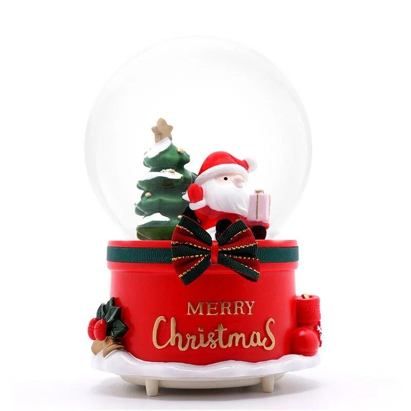 Boule de cristal de décoration de noël à la main avec lumière colorée père noël figurines d'arbre de noël boîte à musique cadeaux décoration de chambre artisanat