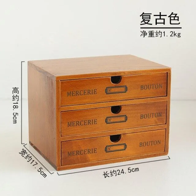 Boîte de rangement en bois rétro bureau à domicile bureau à 4 couches ornements de tiroir multi-fonctions armoire de rangement décoration de la maison artisanat cadeau