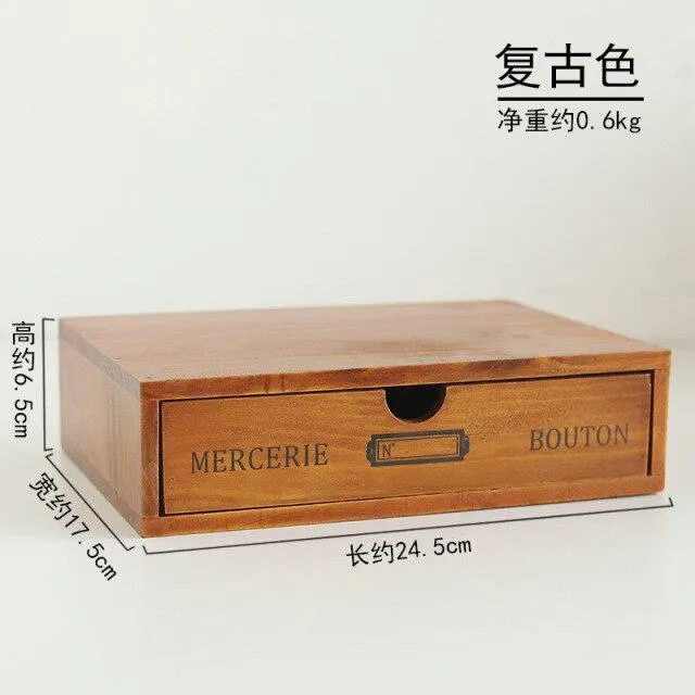 Boîte de rangement en bois rétro bureau à domicile bureau à 4 couches ornements de tiroir multi-fonctions armoire de rangement décoration de la maison artisanat cadeau
