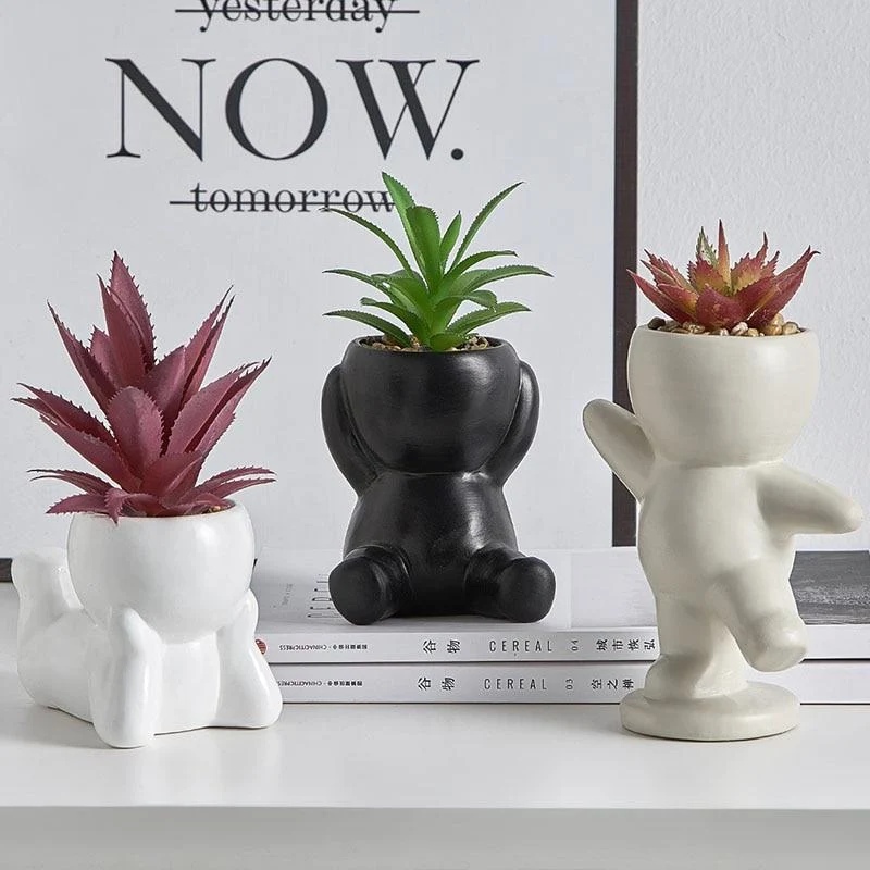Décoration de bureau Pots succulents Pots de fleurs Modèle Miniature Décoration de la maison Ornements Affichage de bureau Décoration Figurines