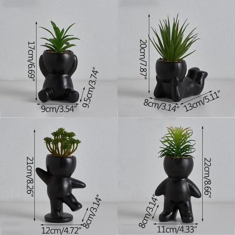 Décoration de bureau Pots succulents Pots de fleurs Modèle Miniature Décoration de la maison Ornements Affichage de bureau Décoration Figurines