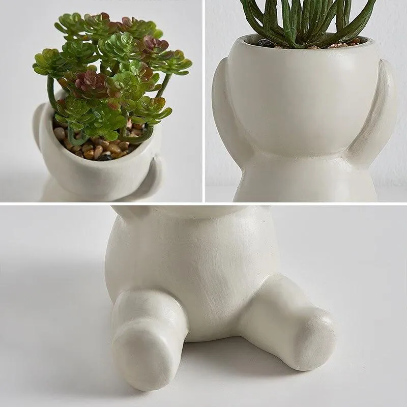 Décoration de bureau Pots succulents Pots de fleurs Modèle Miniature Décoration de la maison Ornements Affichage de bureau Décoration Figurines