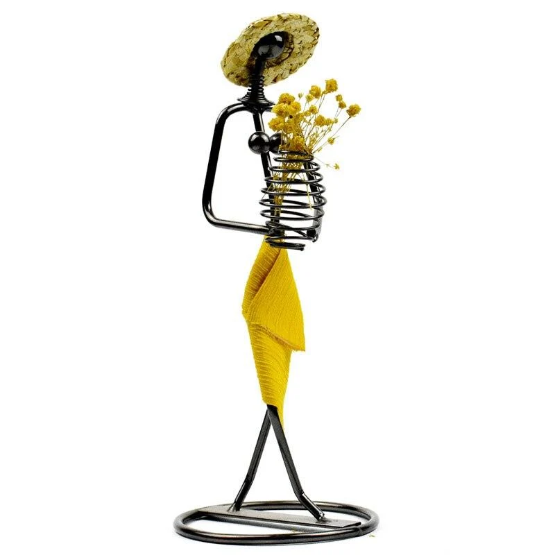Artisanat fer femmes modèle miniature multifonction porte-fleurs articles divers stockage pots de fleurs décoration de la maison accessoires cadeaux