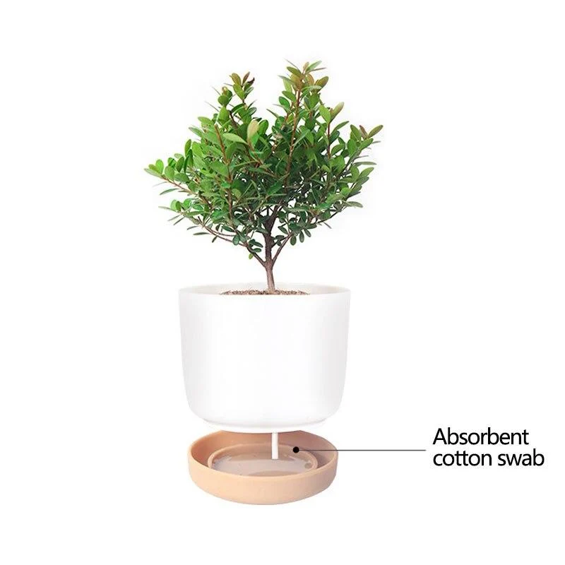 Maison Jardin Décoration Flowet Pot Creative Double couche Planteur Imitation Céramique En Plastique Planteur Absorption D'eau Automatique