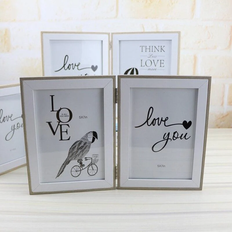 Ménage créatif en bois trois cadres photo flottants ornements cadres photo en verre artisanat de bureau décoration de la maison cadeaux d'anniversaire
