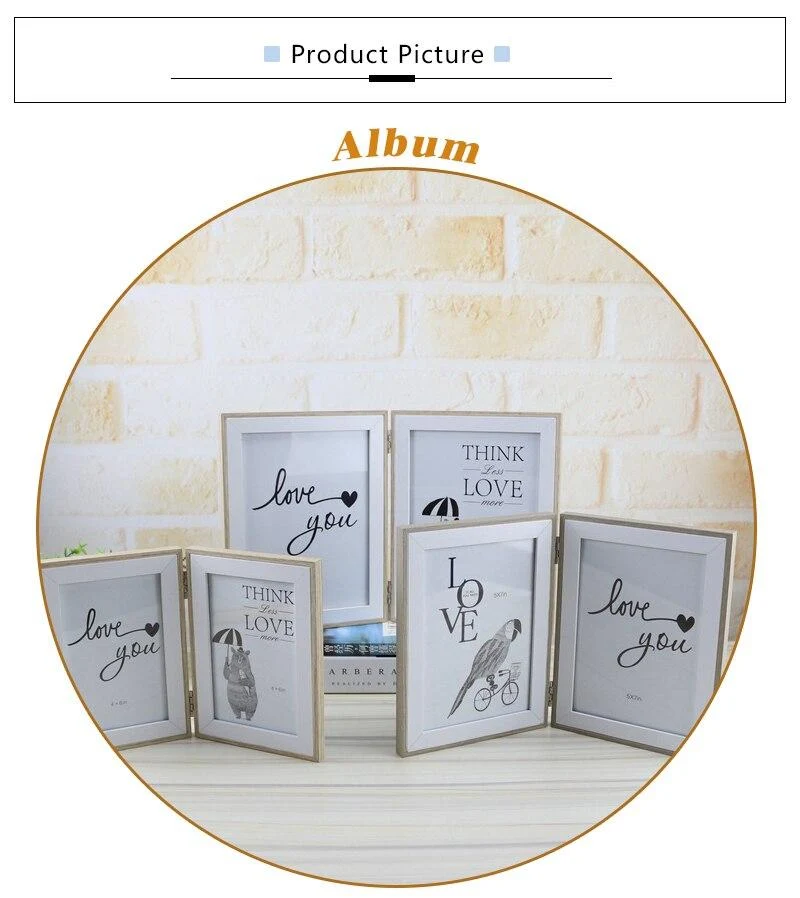 Ménage créatif en bois trois cadres photo flottants ornements cadres photo en verre artisanat de bureau décoration de la maison cadeaux d'anniversaire