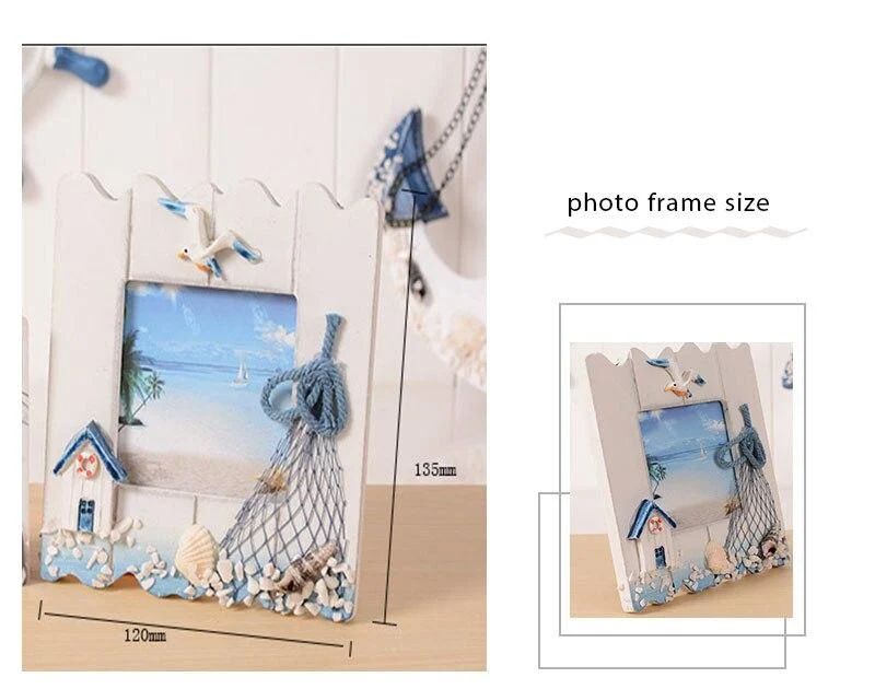 Style méditerranéen cadre photo en bois ornements tentures murales cadres décor de porte à la maison rectangle photo articles d'ameublement cadeaux
