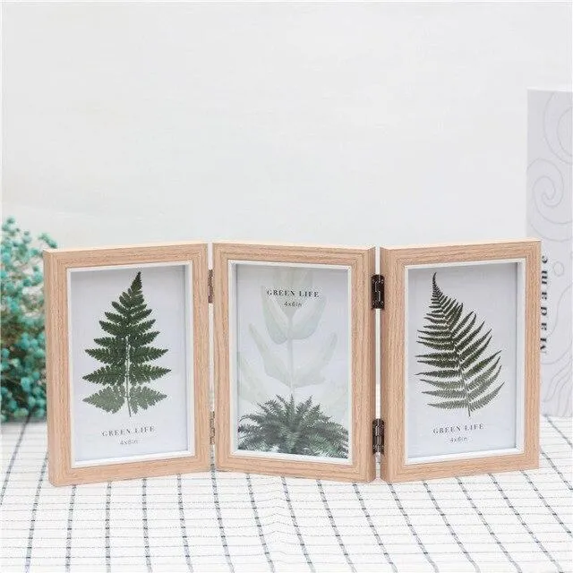 Ménage créatif en bois trois cadres photo flottants ornements cadres photo en verre artisanat de bureau décoration de la maison cadeaux d'anniversaire