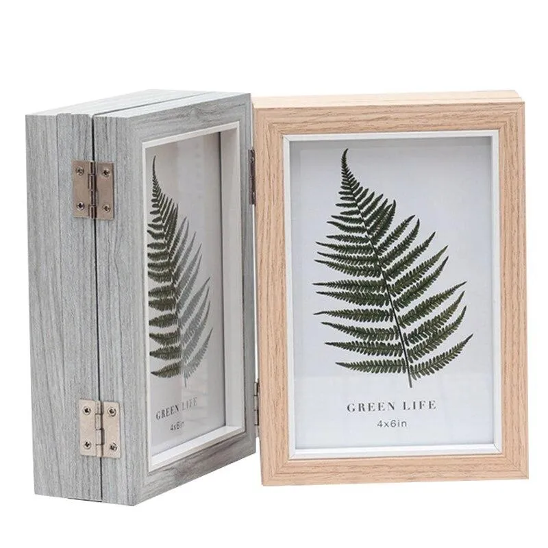 Ménage créatif en bois trois cadres photo flottants ornements cadres photo en verre artisanat de bureau décoration de la maison cadeaux d'anniversaire