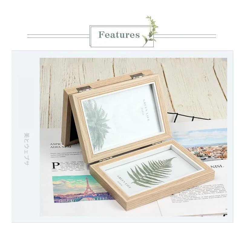Ménage créatif en bois trois cadres photo flottants ornements cadres photo en verre artisanat de bureau décoration de la maison cadeaux d'anniversaire