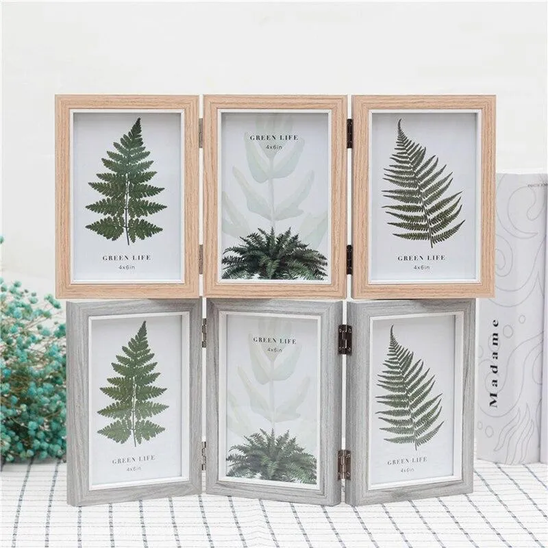 Ménage créatif en bois trois cadres photo flottants ornements cadres photo en verre artisanat de bureau décoration de la maison cadeaux d'anniversaire