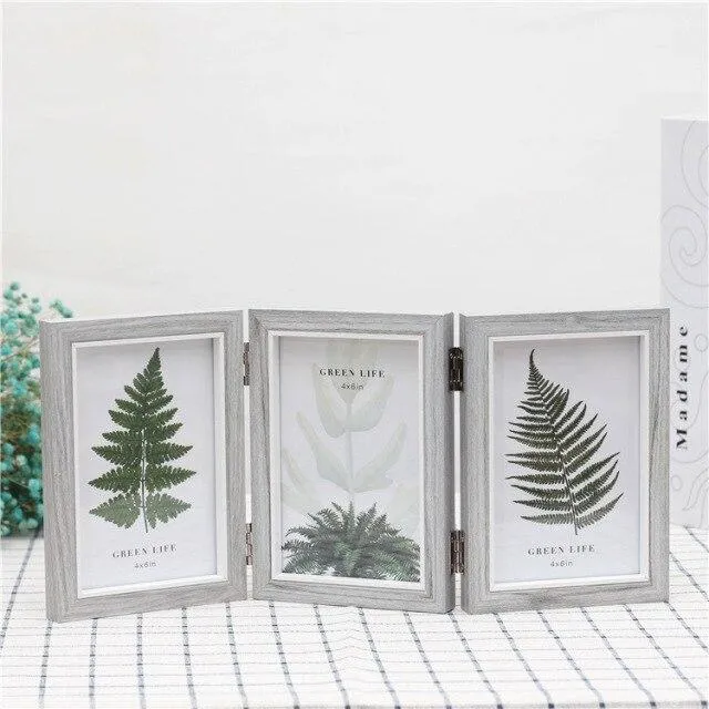 Ménage créatif en bois trois cadres photo flottants ornements cadres photo en verre artisanat de bureau décoration de la maison cadeaux d'anniversaire