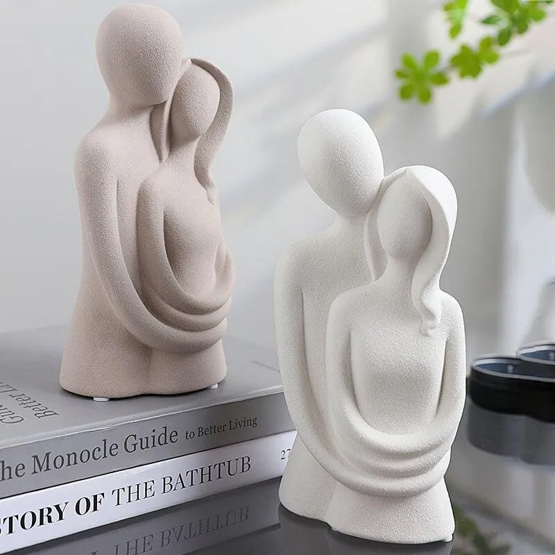 Creative abstrait amant Sculpture décoration de la maison ornements en céramique Figurines salon porche décoration cadeau de mariage artisanat