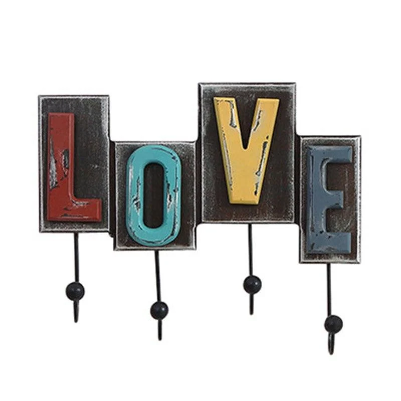 Américain créatif en bois amour rétro crochets ornements tenture murale crochet décoratif stockage mural clé manteau crochets cintre décor à la maison