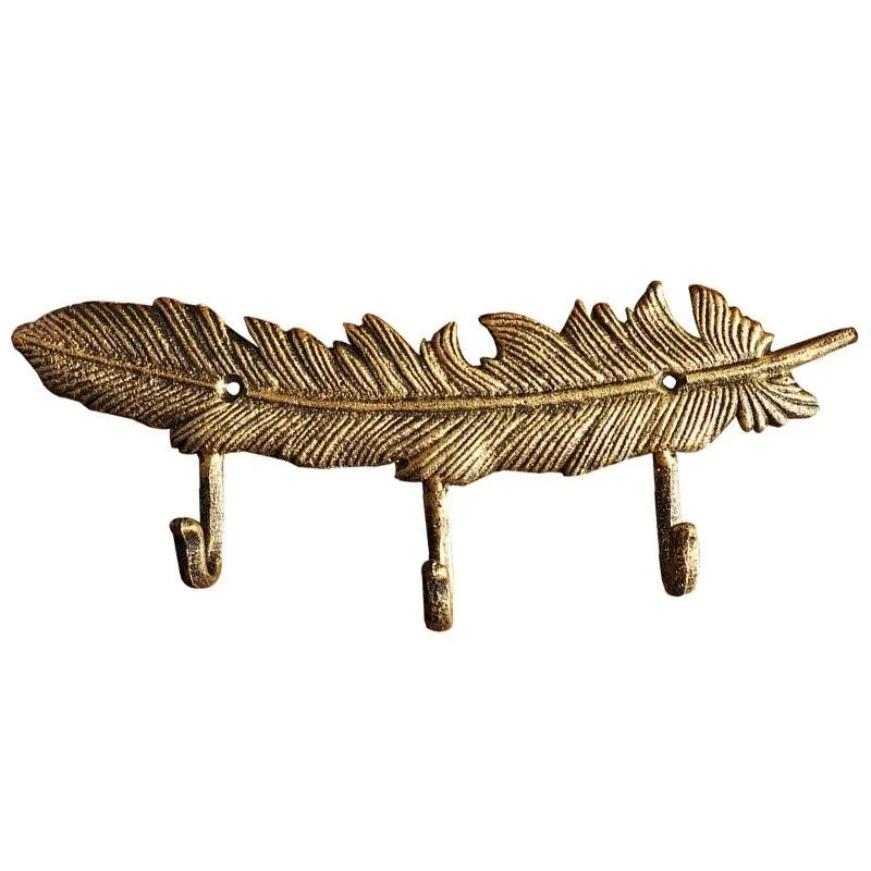 Créatif En Fonte Européenne Rétro En Fer Forgé Clé Crochet En Forme De Plume Cintre Créatif Manteau Crochet Porte Crochets En Métal Artisanat Décor