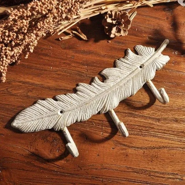 Créatif En Fonte Européenne Rétro En Fer Forgé Clé Crochet En Forme De Plume Cintre Créatif Manteau Crochet Porte Crochets En Métal Artisanat Décor