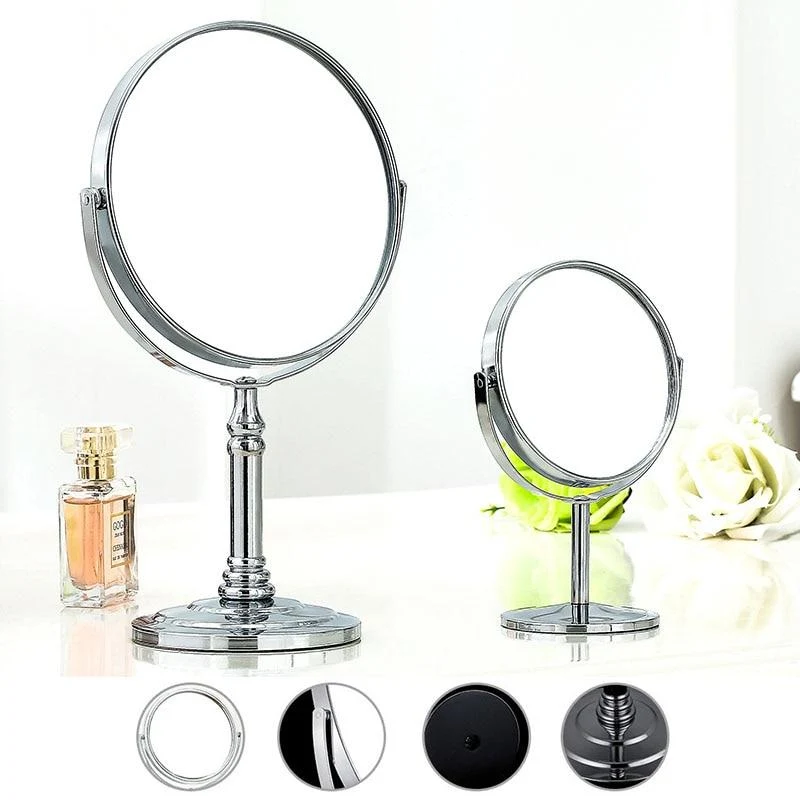 Miroir rotatif créatif à 360 degrés HD miroir de bureau double face miroir loupe en acier inoxydable petit miroir de maquillage