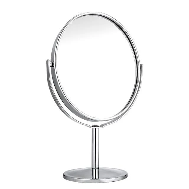 Miroir rotatif créatif à 360 degrés HD miroir de bureau double face miroir loupe en acier inoxydable petit miroir de maquillage