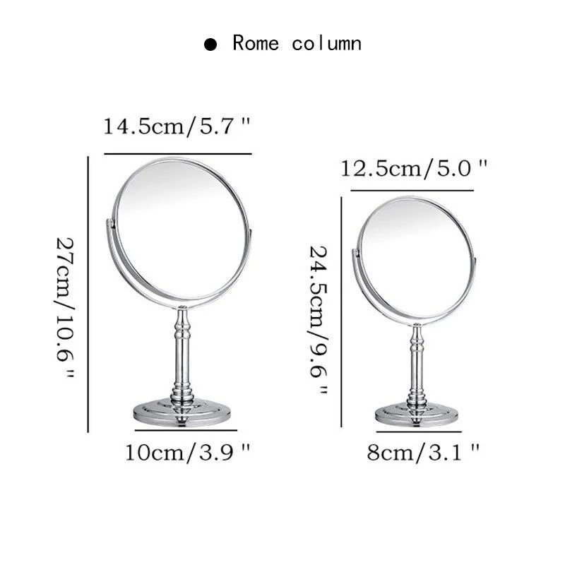 Miroir rotatif créatif à 360 degrés HD miroir de bureau double face miroir loupe en acier inoxydable petit miroir de maquillage