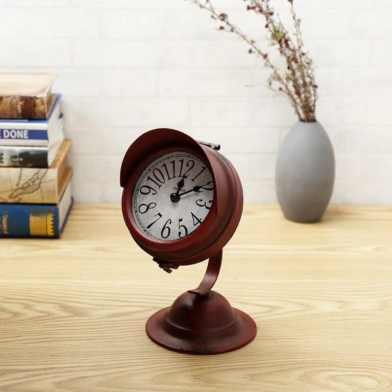 Européenne rétro fer horloges ornements antique muet horloge bureau artisanat petits projecteurs horloge décoration de la maison personnalité cadeau