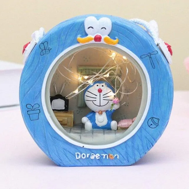 Fait à la main créatif Doraemon Miniature modèle étudiants dortoir décoration veilleuse chevet décor ornements résine Figurine cadeau d'anniversaire