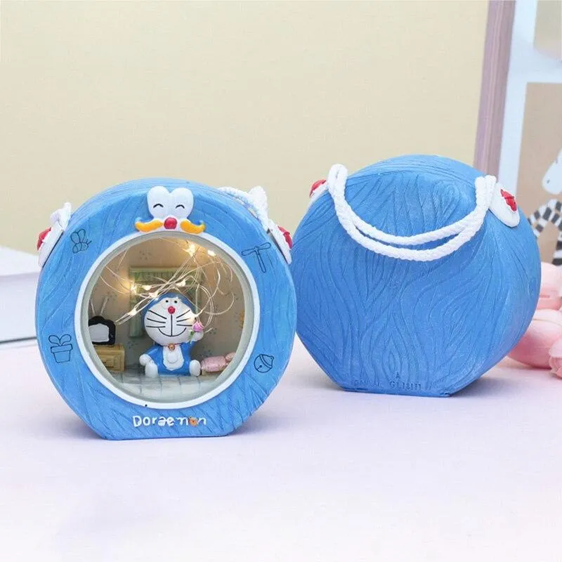 Fait à la main créatif Doraemon Miniature modèle étudiants dortoir décoration veilleuse chevet décor ornements résine Figurine cadeau d'anniversaire