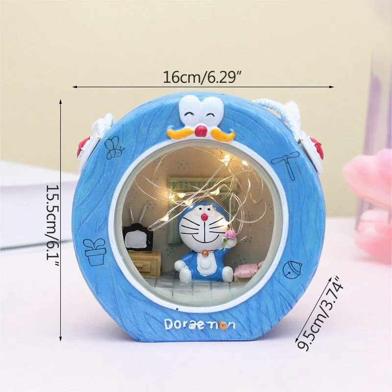 Fait à la main créatif Doraemon Miniature modèle étudiants dortoir décoration veilleuse chevet décor ornements résine Figurine cadeau d'anniversaire