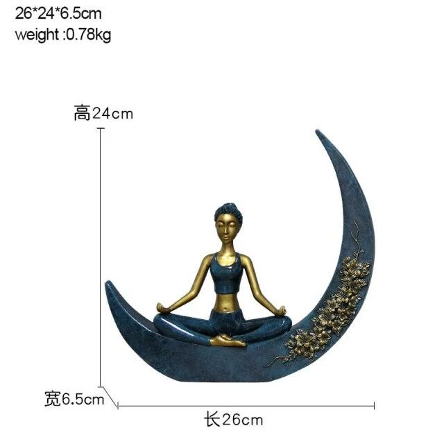 Décoration de la maison Résine Créative Lecture Fille Sur La Lune Figurines Ameublement Miniature Bureau Artisanat Yoga Beauté Ornement Artisanat