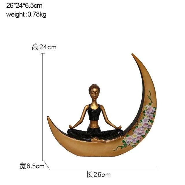 Décoration de la maison Résine Créative Lecture Fille Sur La Lune Figurines Ameublement Miniature Bureau Artisanat Yoga Beauté Ornement Artisanat