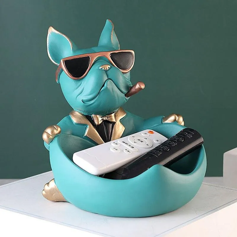 Mode nordique Cool Dog With Glasses Figurines Résine Fournitures Pour La Maison Ornements De Stockage Salon Affichage Assiette De Bonbons Ameublement