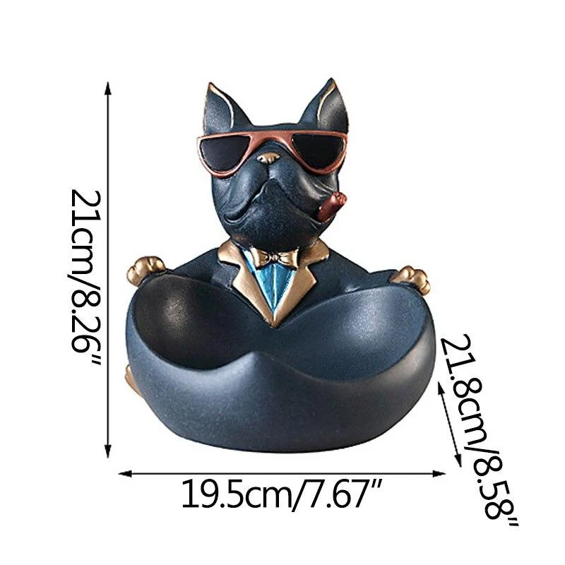 Mode nordique Cool Dog With Glasses Figurines Résine Fournitures Pour La Maison Ornements De Stockage Salon Affichage Assiette De Bonbons Ameublement