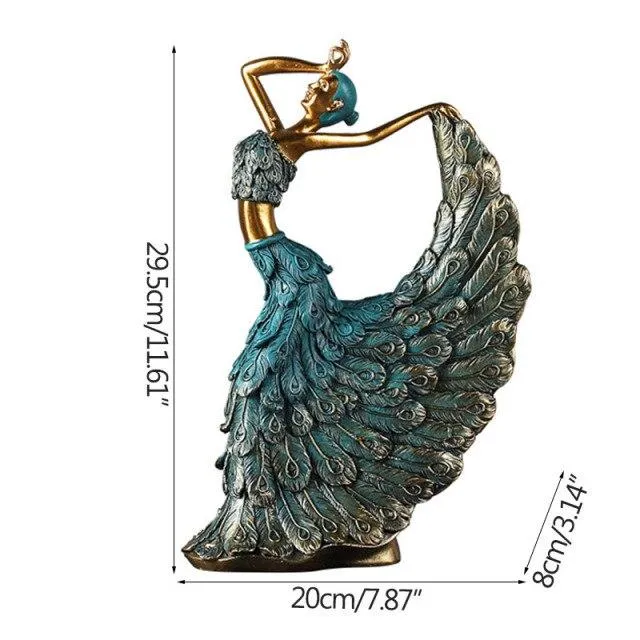 Ornements de résine de fille de danseur de paon classique fait à la main pour la décoration de la maison accessoires de décoration de mariage Figurines cadeaux d'anniversaire