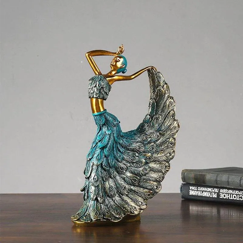 Ornements de résine de fille de danseur de paon classique fait à la main pour la décoration de la maison accessoires de décoration de mariage Figurines cadeaux d'anniversaire