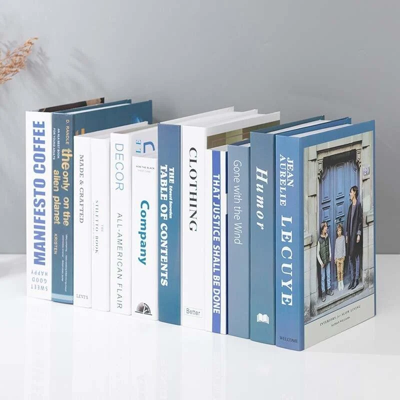 INS Simulation livre modèle décoration de la maison accessoires simplicité bleu faux livre décoration ameublement salle d'étude bibliothèque décor
