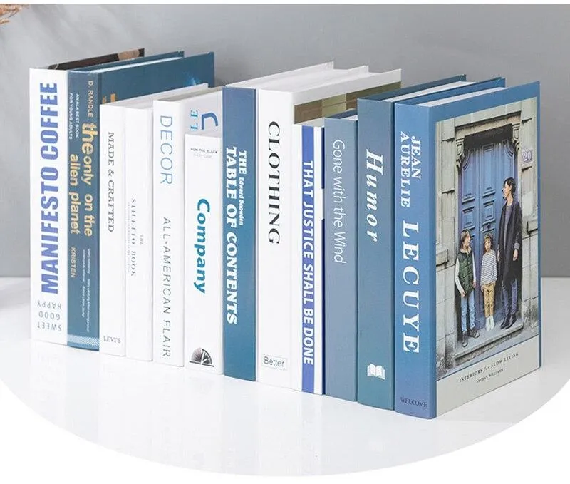 INS Simulation livre modèle décoration de la maison accessoires simplicité bleu faux livre décoration ameublement salle d'étude bibliothèque décor
