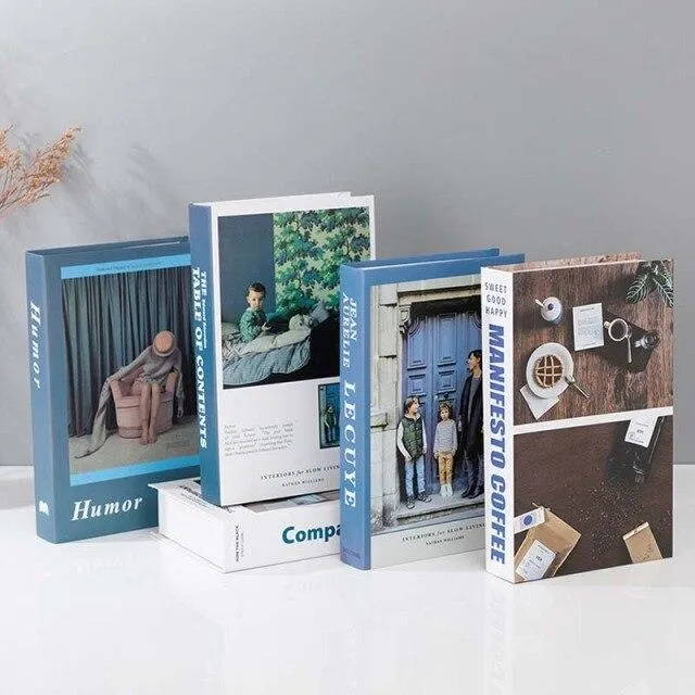 INS Simulation livre modèle décoration de la maison accessoires simplicité bleu faux livre décoration ameublement salle d'étude bibliothèque décor