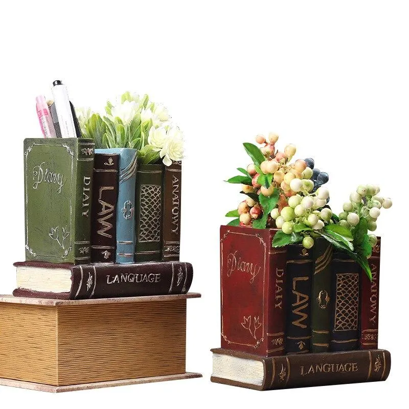 Rétro créatif bureau artisanat personnalité multi-fonction faux livre porte-stylo ornement bureau à domicile décor cadeau articles d'ameublement