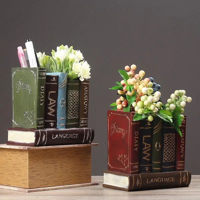 Rétro créatif bureau artisanat personnalité multi-fonction faux livre porte-stylo ornement bureau à domicile décor cadeau articles d'ameublement