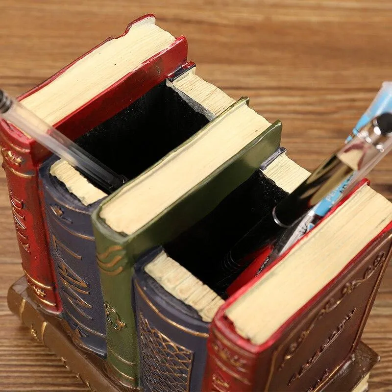 Rétro créatif bureau artisanat personnalité multi-fonction faux livre porte-stylo ornement bureau à domicile décor cadeau articles d'ameublement