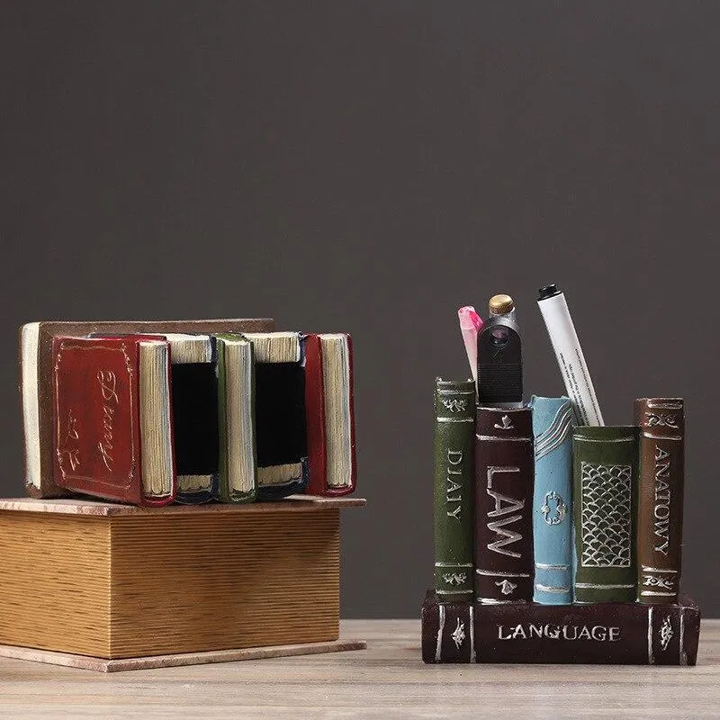 Rétro créatif bureau artisanat personnalité multi-fonction faux livre porte-stylo ornement bureau à domicile décor cadeau articles d'ameublement