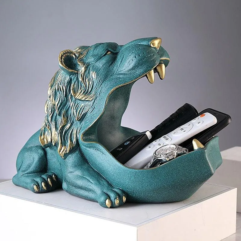 Figurines de stockage d'animaux modernes européens fournitures pour la maison en résine ornements de stockage de Lion salon affichage ameublement de plaque de bonbons