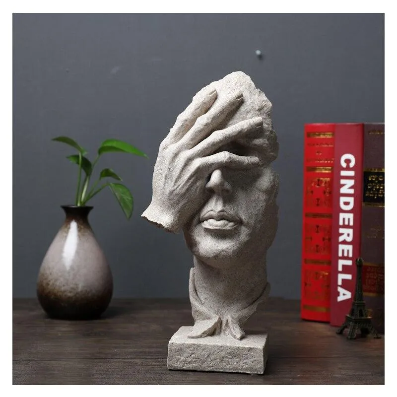 Penseur Statues Figurine Salon Art Décor Ameublement Le Silence Est Une Sculpture Or-européenne Vintage Résine Artisanat Décorations