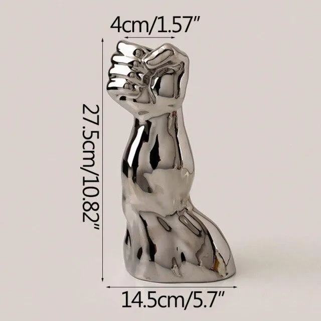 Vase européen moderne d'art de corps humain en céramique électrolytique couleur argent Arrangement de fleurs décor de bureau ornements ameublement